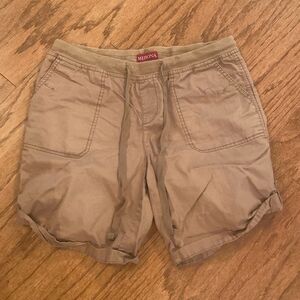 Merona size small tan shorts with pockets in the front, tie at waste
